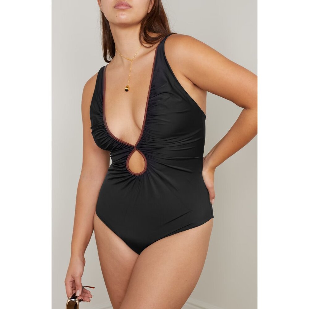 Johanna Ortiz NWT Malick Cutout Open-back Recycled Swimsuit In Black size Large